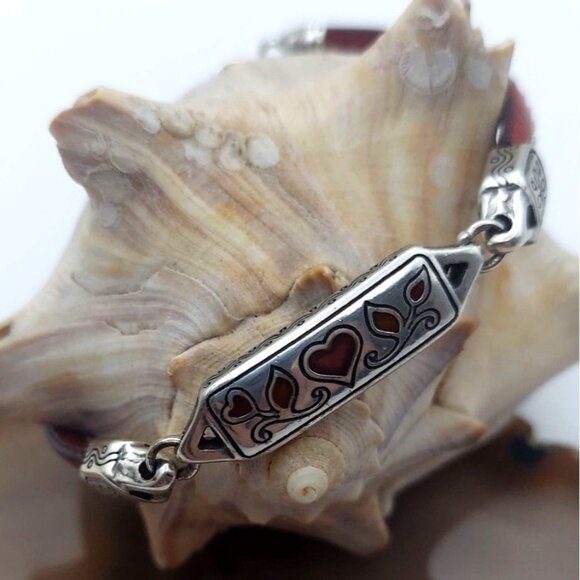Brighton Cherished Love Red Heart Leather & Silver Plated Adjustable Bracelet - Picture 1 of 6